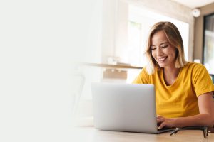 woman in front of laptop